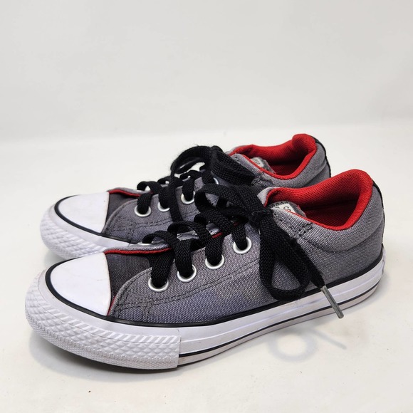 Converse All Star Junior Gray Red White Sneakers Size 12 Low Top Black Laces - Picture 4 of 9